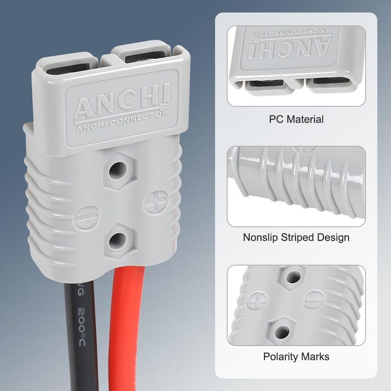 ANCHI Store موصل طاقة 50 أمبير مع قابس 50A توصيل سريع وفصل، كابل 10AWG بطول 1.97 قدم مع حلقة O (50A 60CM 2 قطع) - Image 4